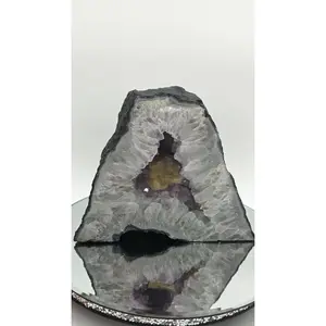 Amethyst Cathedral with Calcite – Brazilian Amethyst Geode – 11.22 lbs – 7.5" x 8.5"