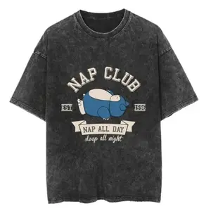 Sleep All Night Vintage Tee Snorlax Washed T-Shirt Graphic Tees Unisex Anime Shirt Menswear Womenswear Streetwear Men Gifts, Oversize Shirt, Cotton Tee, Gift for him, for her GGU