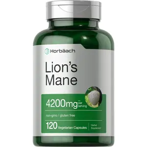 Horbäach Lions Mane Mushroom Extract | 4200mg | 120 Capsules | Vegetarian, Non-GMO, Gluten Free Supplement