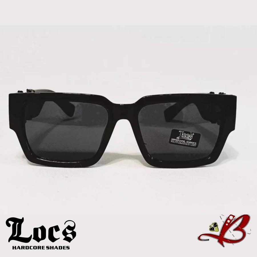 LOCS BIG LOGO Cutout Black/Gold Retro Full Frame Dark Lens Gangster Style Big LOCS Logo Biker Gangster Hardcore Hip Hop Rapper Sunglasses tiktok shop