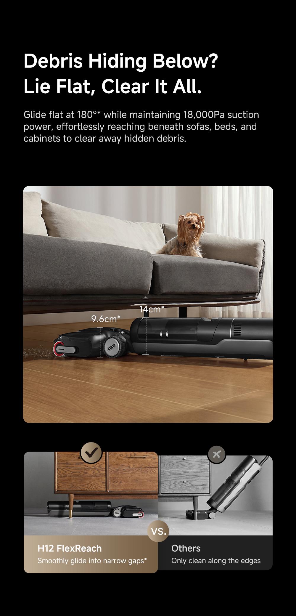 DREAME H12 PRO Series I Wet Dry Vacuum Cleaner, Smart Floor Cleaner Cordless Vacuum and Mop for Hard Floors, One-Step Edge to Edge Cleaning with Hot Air Drying Black