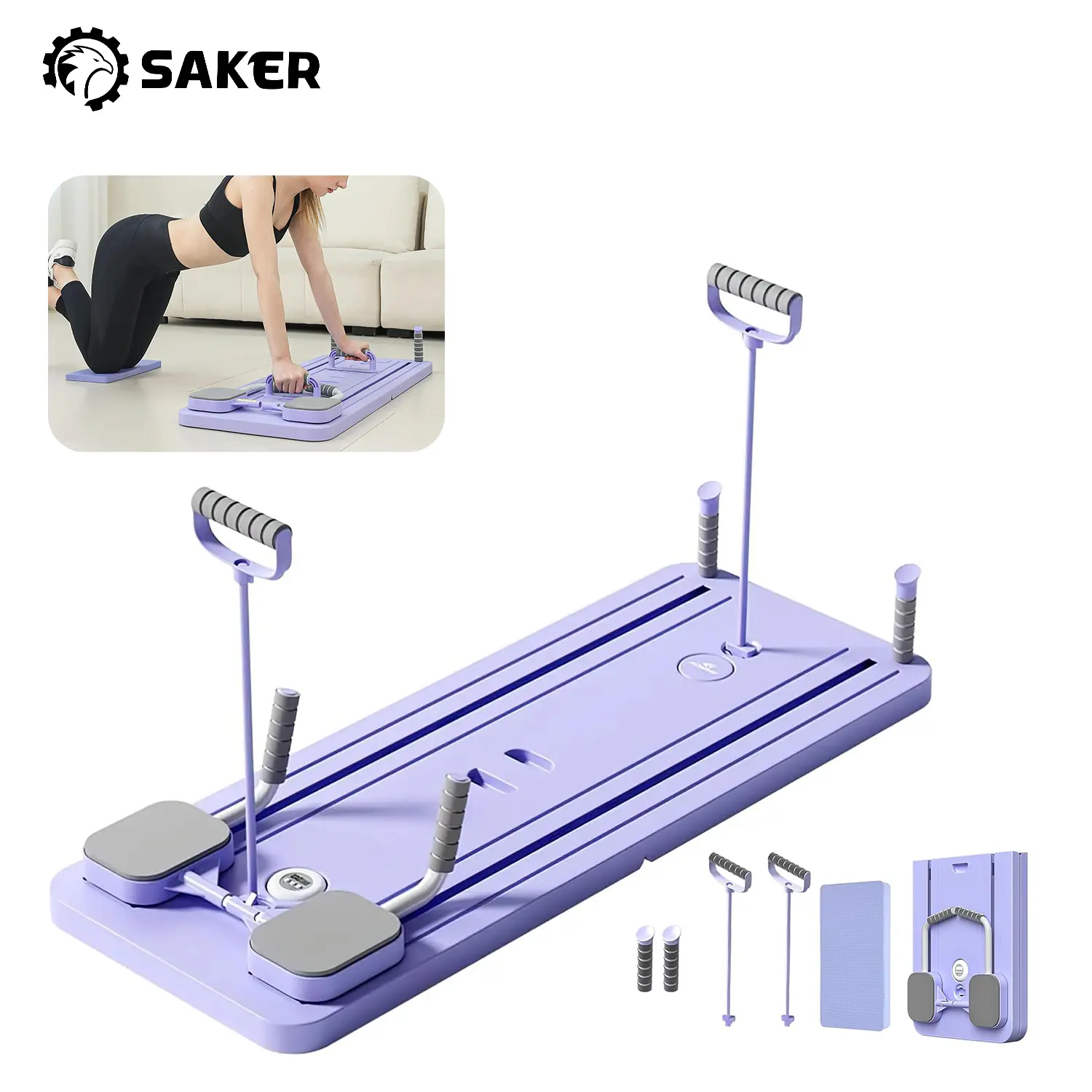 Pilates Board Multifunctional Abdominal Board with Resistance Bands Kneeling Pads Timer for Enhanced Control Comfort and Stability Ideal for Beginners