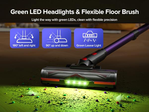 [Home Essential] Cordless Stick Vacuum Cleaner with 55Kpa Suction, Anti - Tangle Brush and Upgraded Green Light, Ideal for Home Cleaning