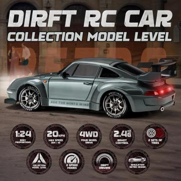 【RC-Kid's Gifts】2.4GHz Remote Control Car, 1:24 Scale RC Drift Car,4WD Racing Car With 2 Rechargeable Batteries & LED Lights,Remote Control Mode Easy for Kids & Beginners,Compact Portable Design,Fun Indoor & Outdoor Play Gift #Toys Gift Preferred Fro Kids
