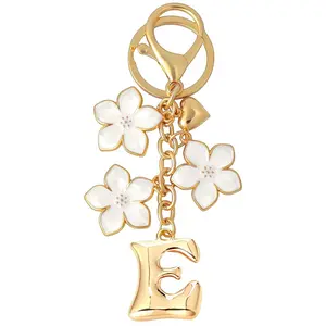 Personalized Initial Keychain, Cute Flower Bag Charm, Y2K Bubble Letter Keychain for Women, A-Z Alphabet Purse Charm, Kawaii Key Holder for Car Keys, Backpack Accessory, Gift for Her