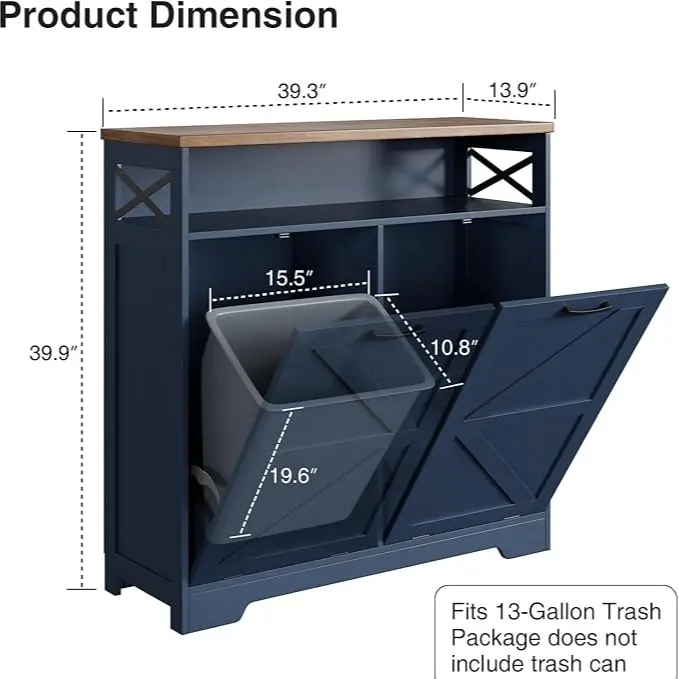 Blue-2 x13 Gallons(Can hold two trash cans)