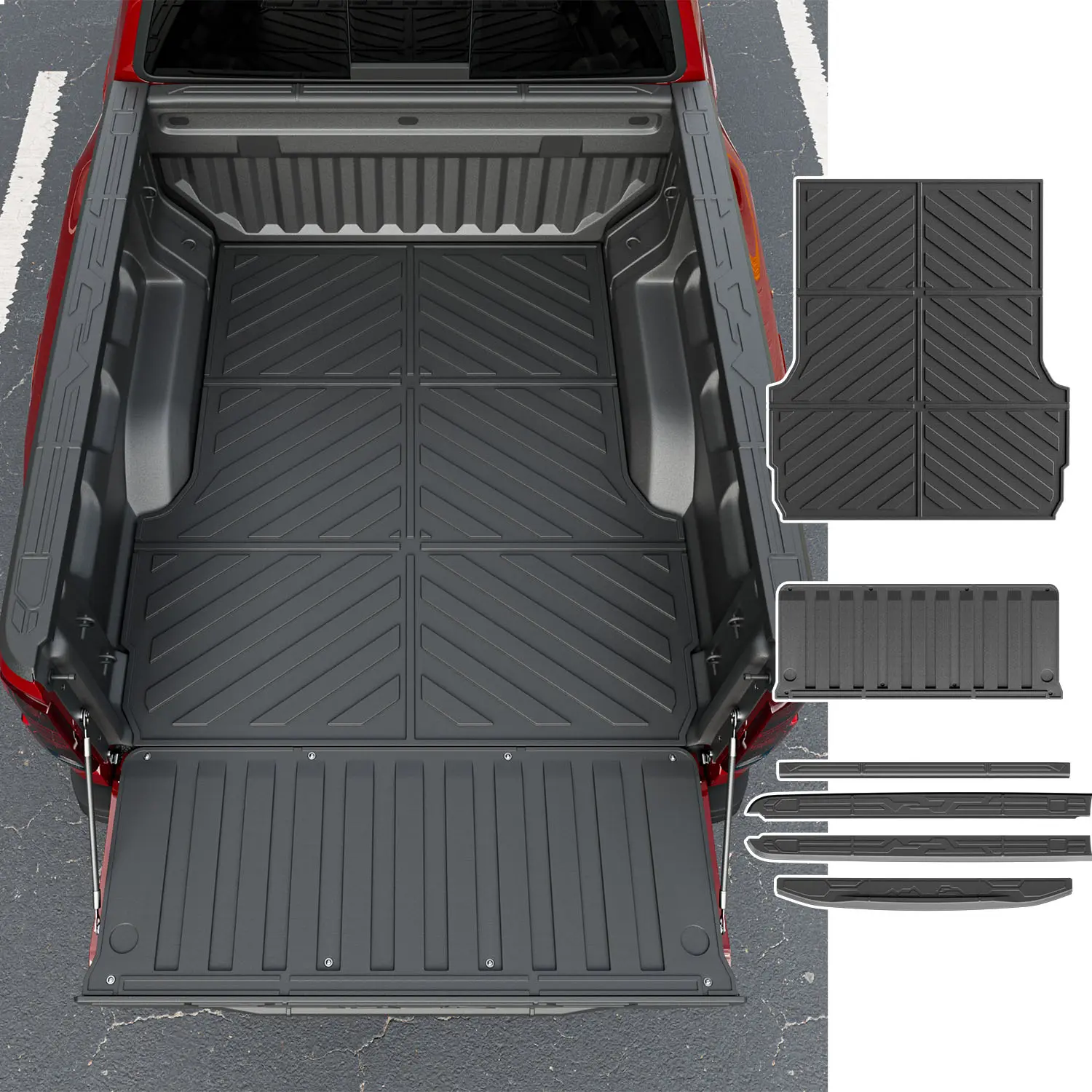 POWOQ Truck Bed Rail Cap & Tailgate Cap Set with Anti-Slip Mat, Rail Protectors, Bed Protection, Slip Resistance for 2023-2026 Chevy Colorado Automotive Accessories