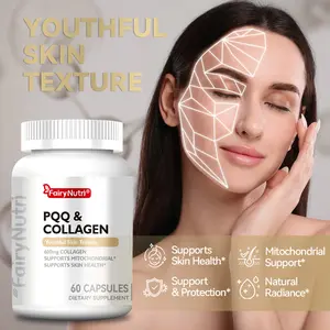 FairyNutri PQQ & Collagen Capsules - 600mg Collagen with Hyaluronic Acid, Vitamin C, 14 in 1 Anti-Aging Supplement for Youthful Skin Texture, Mitochondrial Support & Skin Health, 60 Capsules