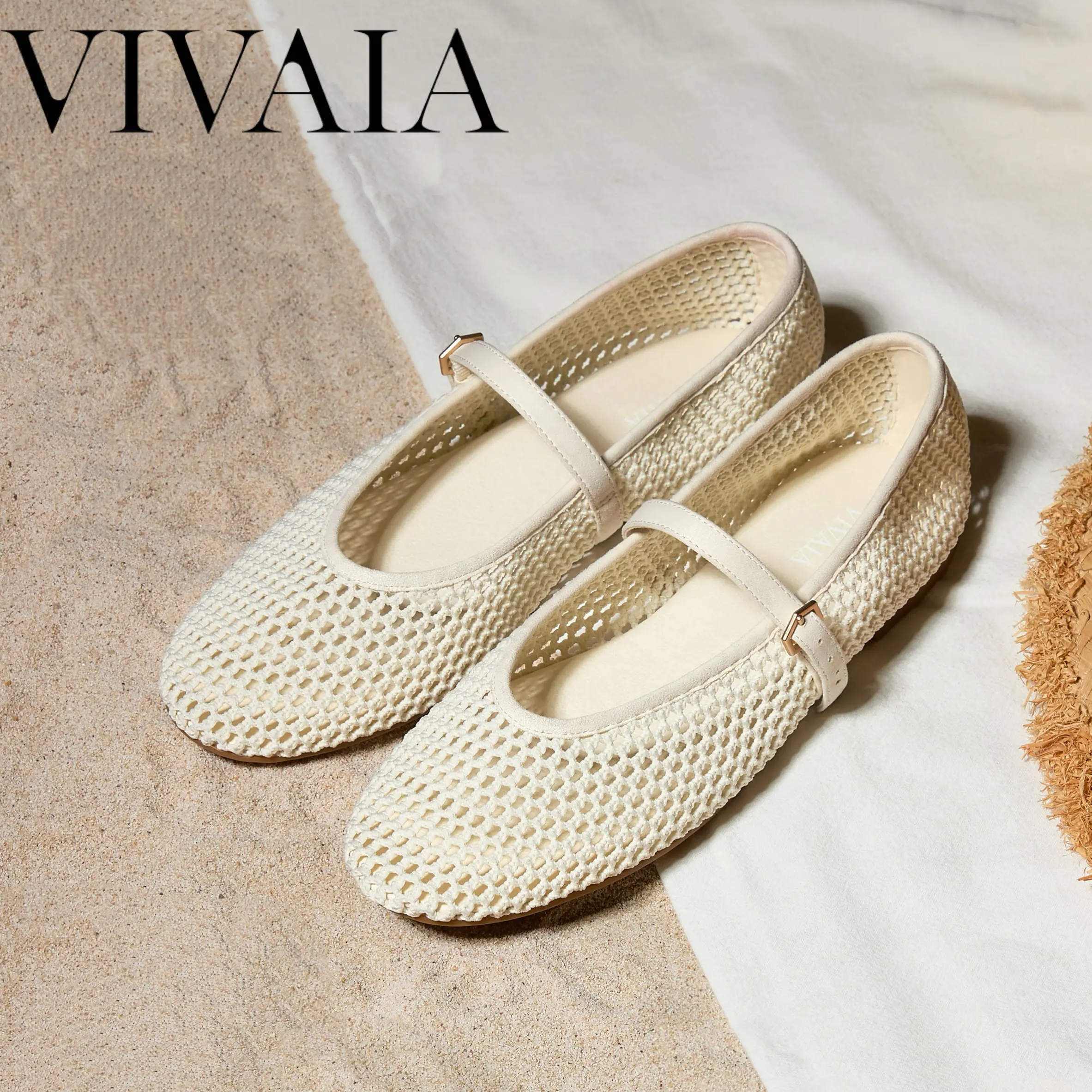 VIVAIA Women’s Almond-Toe Mary Jane Flats, Lightweight Knit Ballet Shoes with Adjustable Strap & Roomy Toe Box, Fall Shoes for Women, Back to School Shoes (Nelly) tiktokshopbacktoschool,back to school,back to school haul