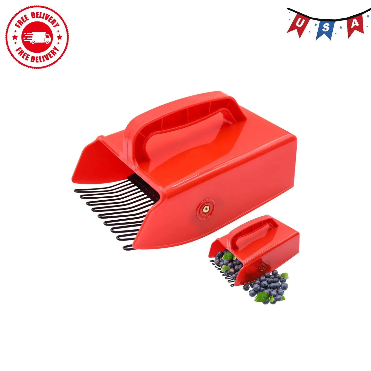 1/2/4 Pack Berry Picker, with Metallic Comb and Ergonomic Handle