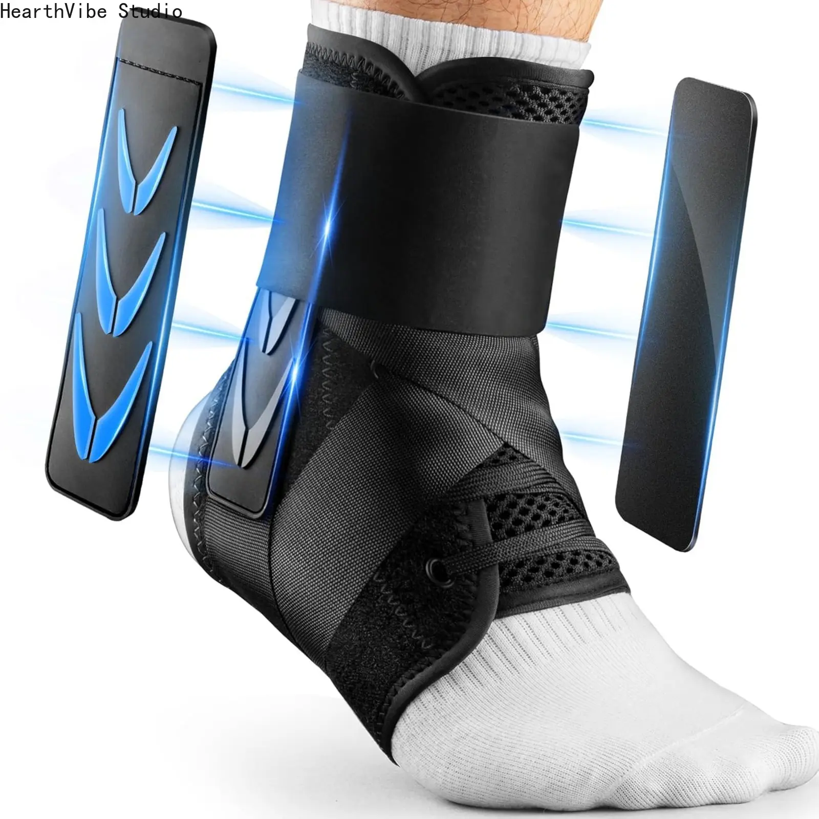 Maximum Support Lace-Up Ankle Brace with Ankle Wrap - 3-Layer Tape Figure-8 Compression Strap, Premium Anti-Sprain Foot Support for Men, Basketball, Healthcare
