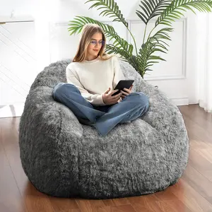 Garvee Soft Fluffy Faux Fur Bean Bag Chairs for Adults with High Density Sponge Filler, Removable Washable Covers, Multiple Color Options, Ideal for Bedroom, Living Room, Dorm, and Relaxation Spaces