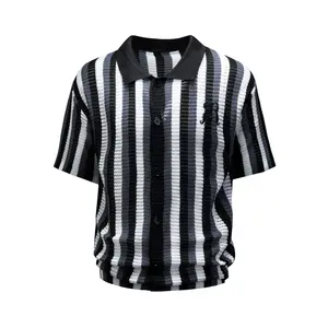 #SummerVibes 2026 Simple Color Plaid Polo Neck Short-Sleeved Knit Shirt - Men's and Women's Same Style Summer Striped Blouse Elegant Half-Sleeve Top