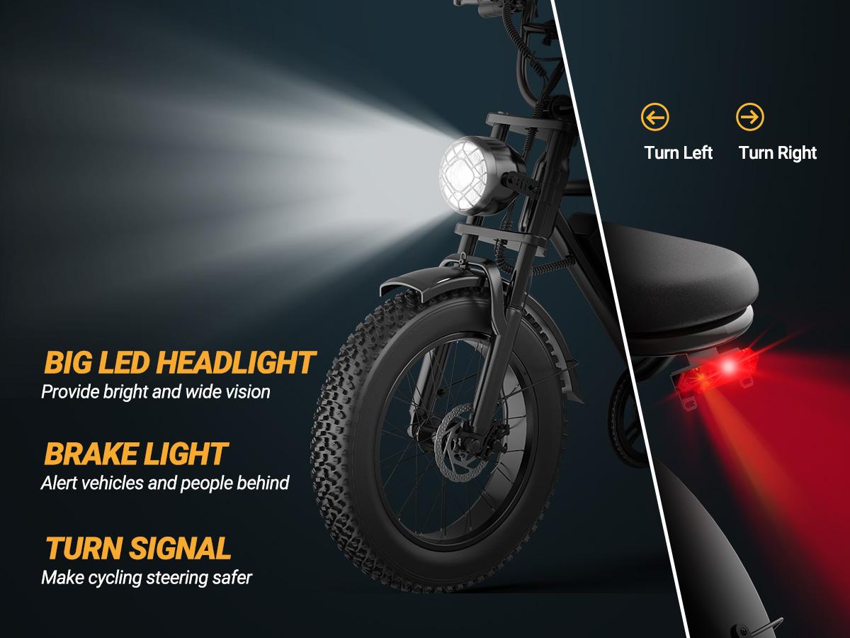 【 VOLTVOGUE】1500W Electric Off-Road Bike: 20-Inch Full-Suspension E-Motorcycle with 48V 18Ah Removable Battery, 31MPH Top Speed, 40-55 Mile Range, 2-Seater, LED Headlights & 20" All Terrain Fat Tire UL 2849