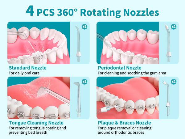 Hibbent Portable Cordless Water Flosser, Mini Oral Irrigator with 3 Modes & 4 Jet Tips, IPX7 Waterproof Rechargeable Travel Electric Dental Flosser for Braces Care, Sensitive Teeth, Orthodontic