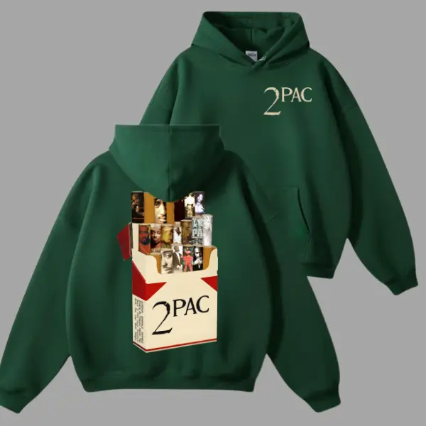 2Pac Classic Hoodie – Rap Icon Tribute Hoodie Featuring a Box Full of Tupac’s Most Legendary Albums