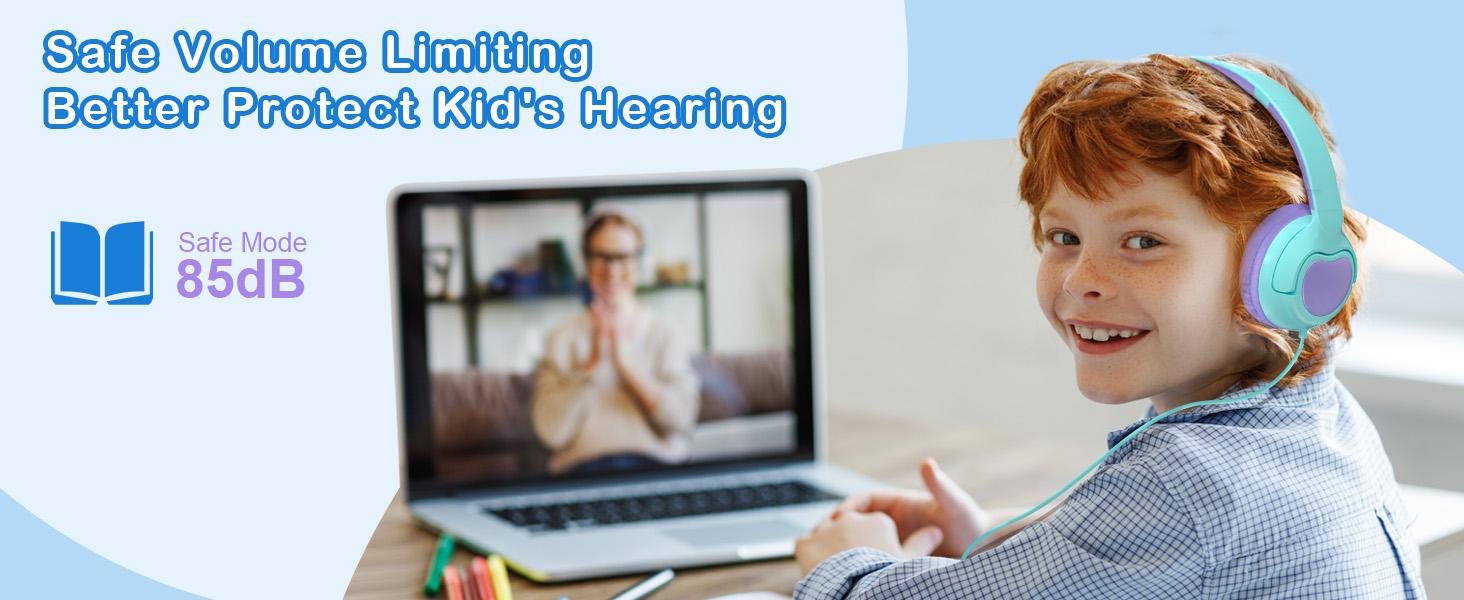 ZIHNIC R2 Wired Kids Headphones, Safe 85dB Volume Limit for Boys & Girls, Comfortable Earpads, Foldable Design for School, Tablets, and Travel-RED Earbuds Headset