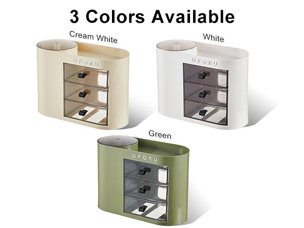 UFORU Makeup Organizer with Drawers for Vanity, 4 Slot Brush Holder with One Touch Open,Spacious Cosmetic Storage for Dresser Vanity and Bathroom Countertop, Beauty Holder for Lipstick Skincare makeuporganizer jewelry organizer WhiteBoxes