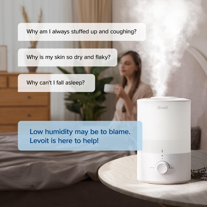 LEVOIT Dual 150 Humidifiers for Bedroom, Quiet (3L Water Tank) Cool Mist Top Fill Essential Oil Diffuser for Home Large Room, 360° Nozzle LEVOIT Dual 150 Humidifiers for Bedroom, Quiet (3L Water Tank) Cool Mist Top Fill Essential Oil Diffuser for Home Large Room, 360° Nozzle