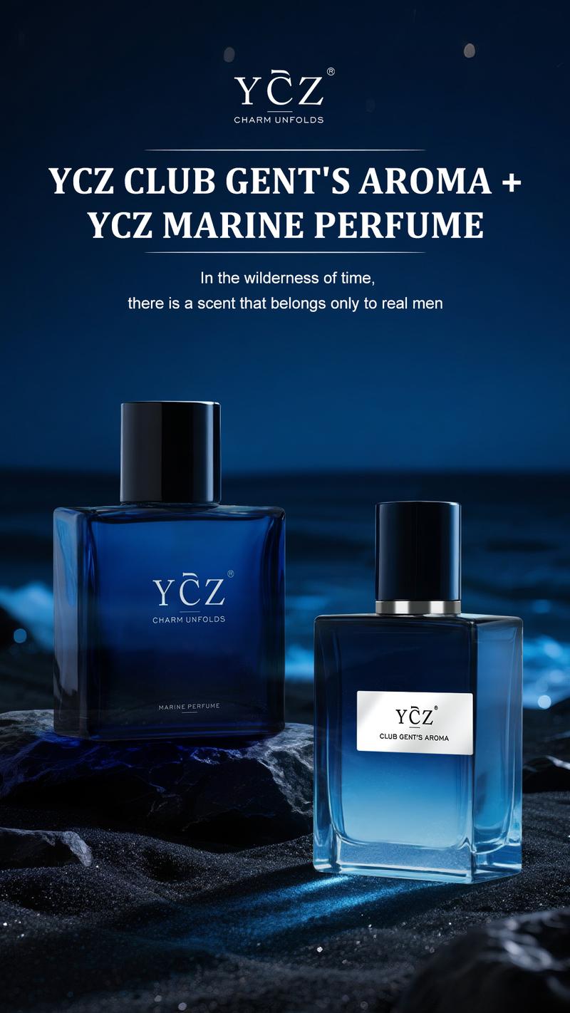 YCZ Men's Cologne Duo 2x50ml - Midnight Marine Oriental Woody & Club Aromatic Wood, Long Lasting Edp Spray for Outdoor & Nightclub, Perfect Gift Edp Scents High Quality Fragrance Fragrances Perfumes Fragrance Sandalwood Cosmetics