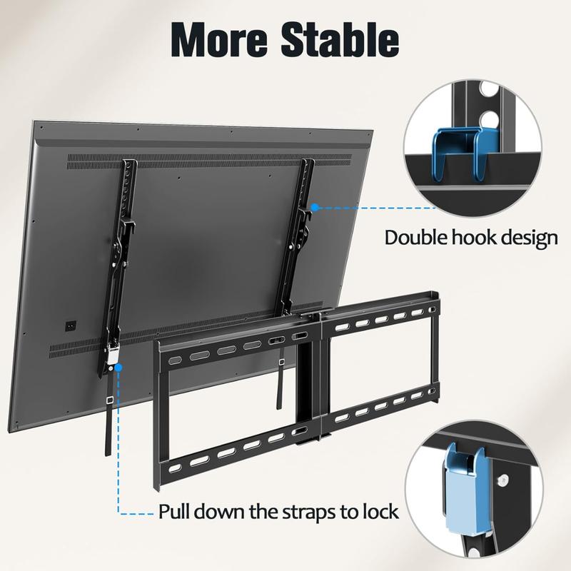 TV Mount for Most 37-75 Inch TV, Universal Tilt TV Wall Mount Fit 16", 18", 24" Stud with Loading Capacity 132lbs, Max Vesa 600 x 400mm