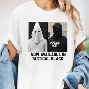 Now Available In Tactical Black No Ice Shirt, Ku Klux Klan Shirt, No ICE Protest Shirt, Political Satire Shirt, Activist Streetwear Tee