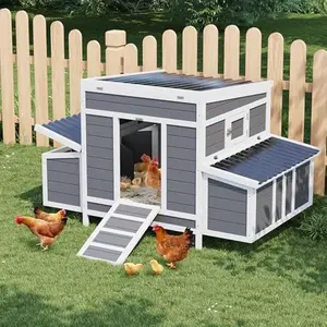 54 Inch Wooden Chicken Coop with 2 Sides Nesting Boxes, Large Chicken Coop for 4-6 Chickens with Waterproof Roof & Pull-Out Tray, Outdoor Poultry Cage Rabbit Cage Duck House for Backyard, Farm