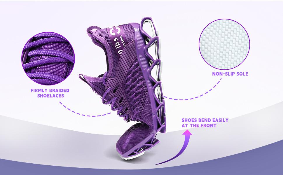 Womens Running Shoes Blade Tennis Walking Fashion Sneakers Breathable Non Slip Gym Sports Work Trainers Yellow Girl Runner Footwear Casual Training Closed Athletic Comfort Purple