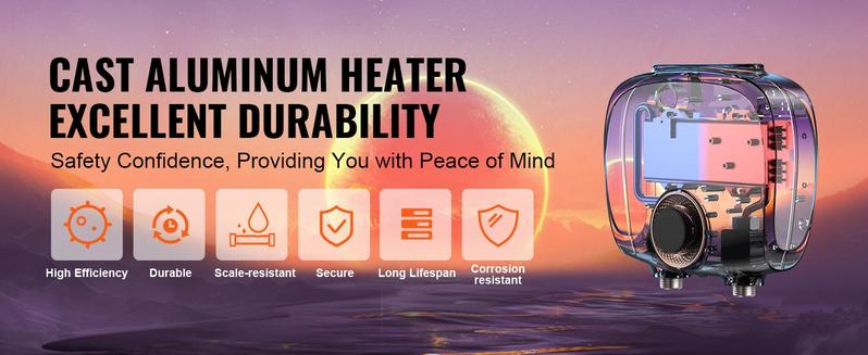 VEVOR Tankless /Mini  Water Heater Electric,   7kw On Demand Instant Under Sink Water Boiler, Digital Temperature Display & Easy Installation & 24-Hour Water Supply, For Kitchen Bathroom Faucet And Shower