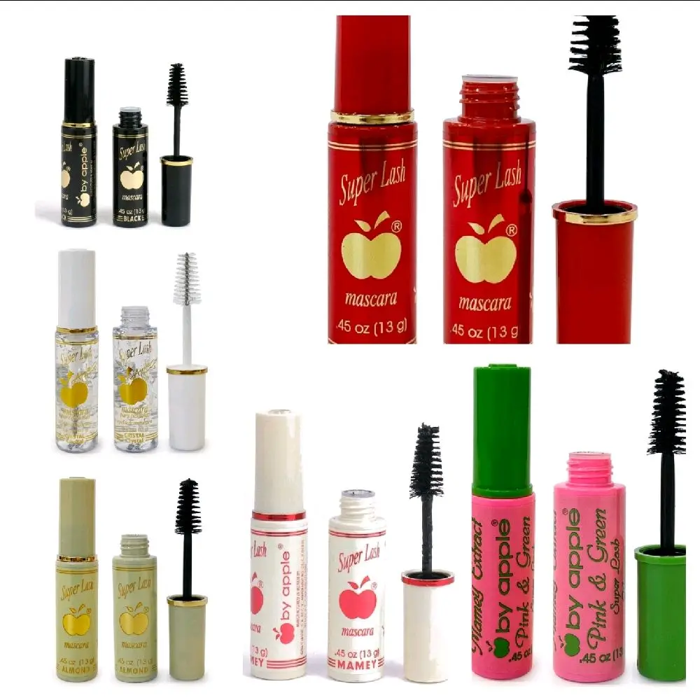 BY APPLE Super Lash Black Mascara - Classic Enhancing Beauty Mascara with Avocado, Aloe, Jojoba, Almond, Peanut/Cacahuete, Black, Pink & Green Infusions, Easy-to-Remove Moisturizer Note! Price is for one Item.