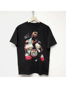 Boxing Black T-Shirt - Bold Champion Design with Multiple Belts and Signatures, Comfortable Cotton Crewneck - Perfect for fitness enthusiasts, boxing fans or everyday casual wear