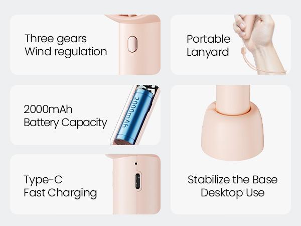 GAIATOP Mini Portable Fan, Small Yet Powerful, Cute 3-Speed Handheld & Desktop Fan with Base, Lightweight USB Rechargeable, Perfect for Travel, Lash Makeup, Summer Gift for Girls & Women for School Fans GAIATOP Mini Portable Fan, Small Yet Powerful, Cute 3-Speed Handheld & Desktop Fan with Base, Lightweight USB Rechargeable, Perfect for Travel, Lash Makeup, Summer Gift for Girls & Women for School Fans