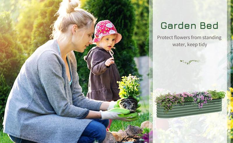 Outsunny 8' x 2' x 1.4' Galvanized Raised Garden Bed Kit with Safety Edging, Easy DIY Stock Tank for Growing Flowers, Herbs & Vegetables