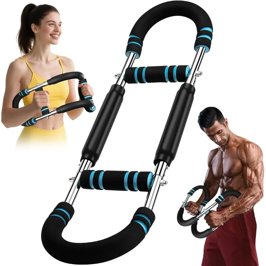 Unisex Stainless Steel U-Shaped Arm Strength Trainer - 40-50KG Adjustable Removable Arm Twister with Metal Springs, Foldable for Home, Gym, Office Strength Training