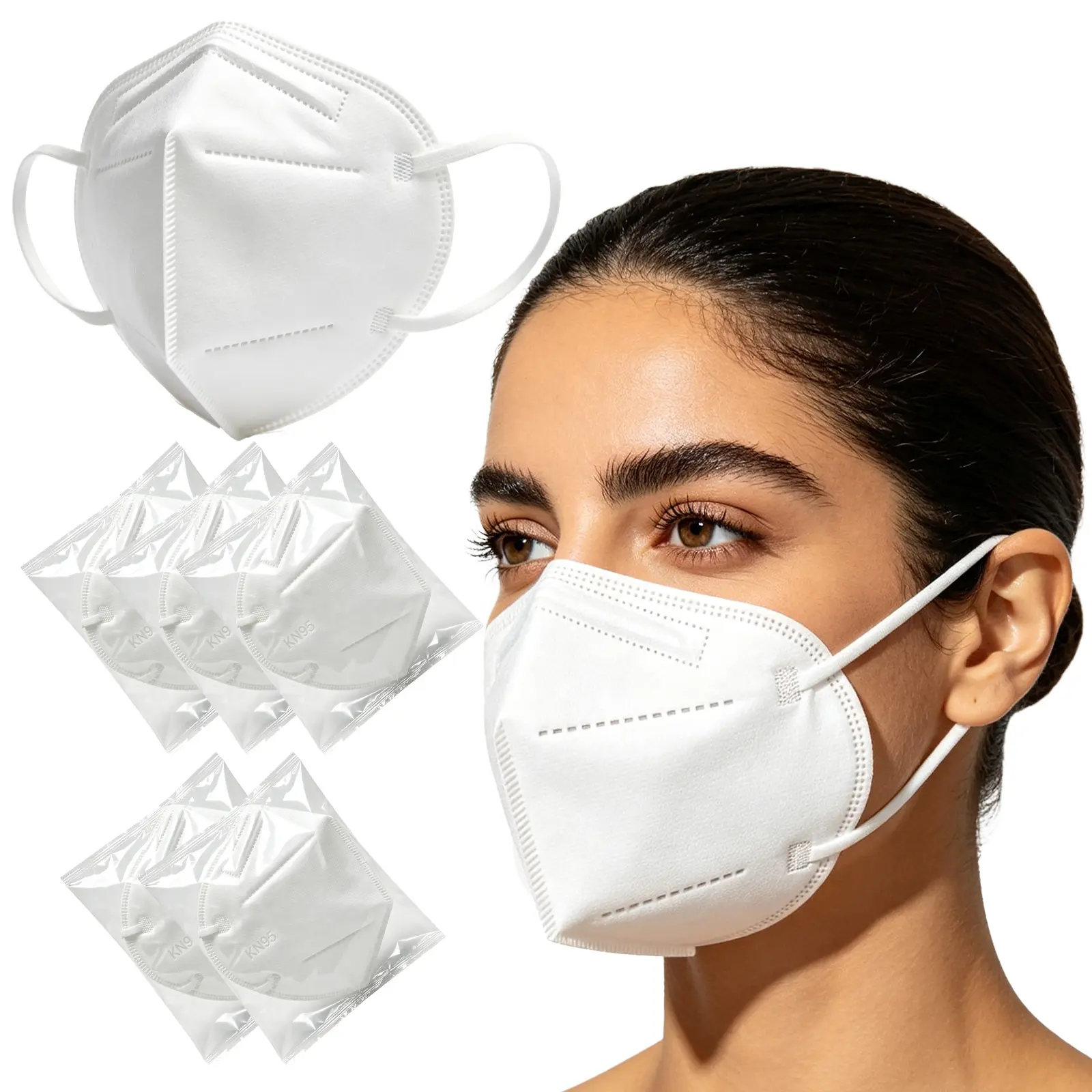 KN95 Face Masks, 200 Pcs Disposable Face Masks, White Mask Against PM2.5 from Fire Smoke & Dust Filter Efficiency 95%