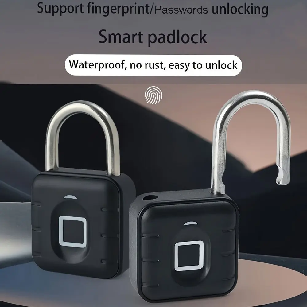 Electronic Fingerprint Digital Lock, Outdoor Waterproof Rust-Resistant Smart Padlock, Zinc Alloy Material, Durable for Storage Cabinets, Locker Locks, Luggage, Doors, Weather Resistant Padlock