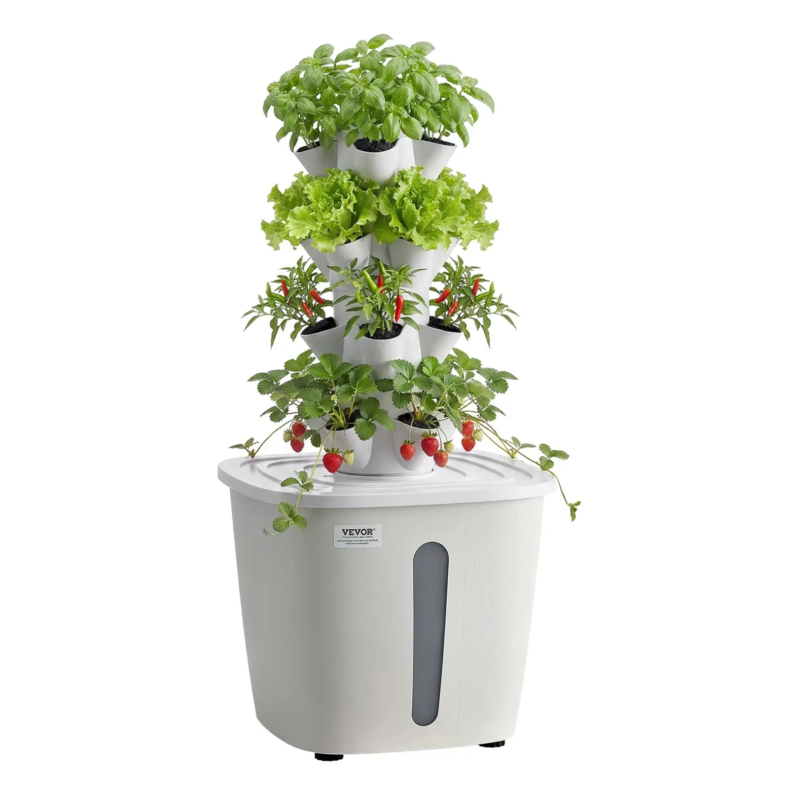 【SummerFinds】VEVOR 4-Tier Vertical Hydroponic Tower Kit with 20 Plant Pods, 20L Water Tank, Pump, Indoor Greenhouse Planting Containers for Beginners’ Herbs, Fruits, Vegetables Germination