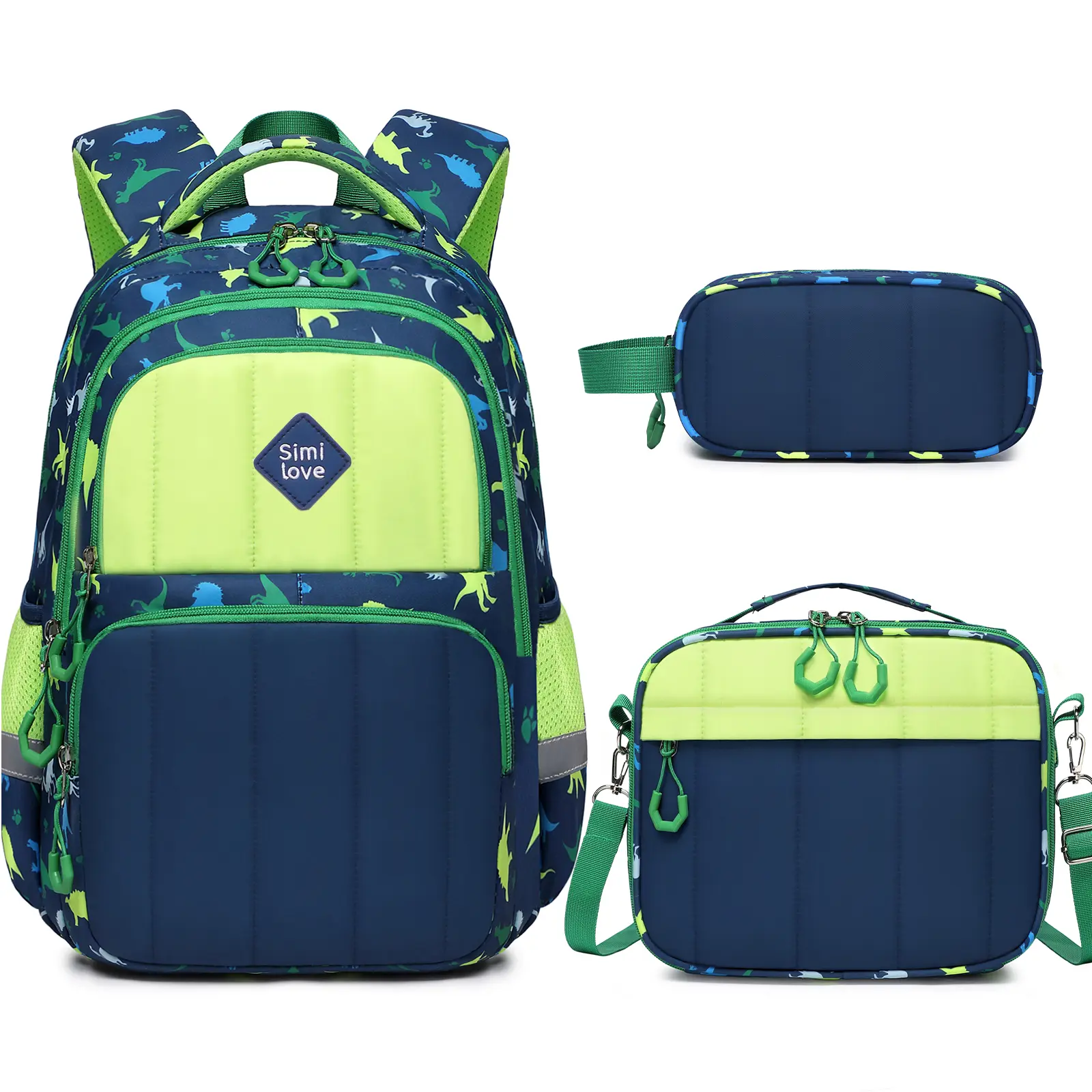 SIMILOVE Kawaii Girls' School Backpack Set (Set of 3) - 15in Multi-Pocket Bookbag with Reflective Strips, Lunch Box, Pencil Pouch, Cute Stylish Daypack for 5-8 Year Olds, Back to School Shopping Supplies Party Gift, Kawaii Backpack, Cute Stylish Daypacks