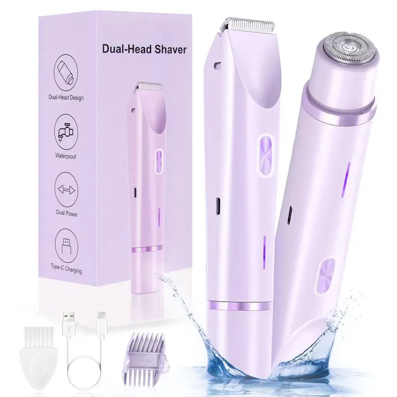 Women's 2-in-1 Cordless Trimmer and Electric Shaver for a Painless Trim and Smooth Shave, Rechargeable and IPX7 Waterproof for Wet and Dry Use on Face, Body, and Bikini Line Beauty Products, Shaver For Women