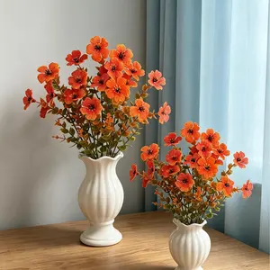 619 Father's Day Gift ! 5 Pack Orange Textured Artificial Flowers, DIY Floral Picks for Vase Arrangement & Fall Ornaments