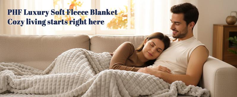 PHF Luxury Soft Fleece Blanket, No Shed No Pilling, 380GSM Fluffy Cozy Blankets for Bed, Lightweight Warm Bedding for Home Decor, Ideal Gift for Women