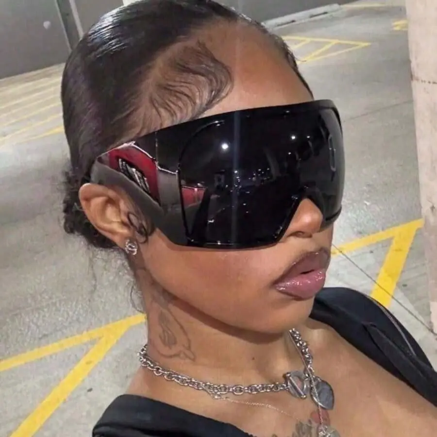 Unisex 2026 Oversized Futuristic Goggle Sunglasses, Wrap-Round Mirror Lens Monoblock, Trendy Brand Designer Outdoor Sports Eyewear