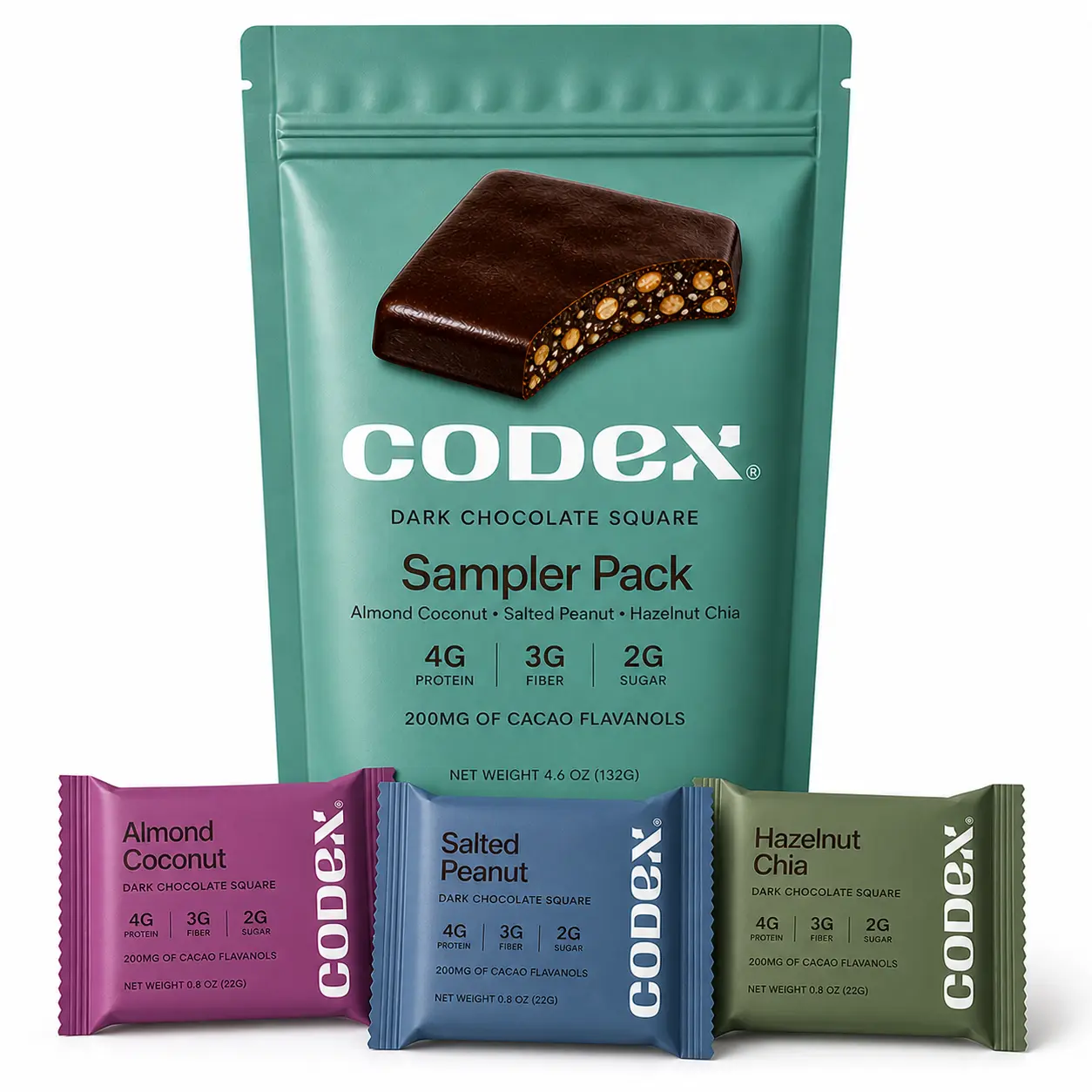 Mood Support Dark Chocolate Sampler Pack - Functional Dessert Snack with Assorted Flavors