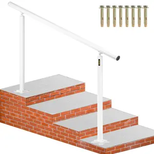 VEVOR Outdoor Stair Railing Kit,  , 5 FT Handrails 0-5 Steps, Adjustable Angle White Aluminum Stair Hand Rail for The Elderly, Handrails for Outdoor Steps