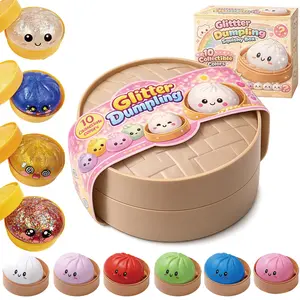 Glitter Dumpling Squishy - Random Glitter Dumpling Box, 10 Colors Dumplings Squishy Toy, More Surprises