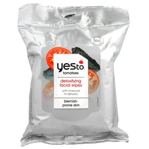Yes To Detoxifying Facial Wipes, Blemish-Prone Skin, Tomatoes With Charcoal, 30 Wipes