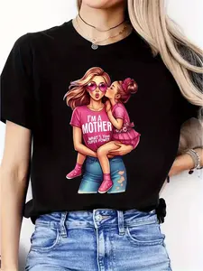 Super Mom, Mother's Day, mother-daughter outfits, festival gifts, new women's round-neck casual sporty and comfortable T-shirt