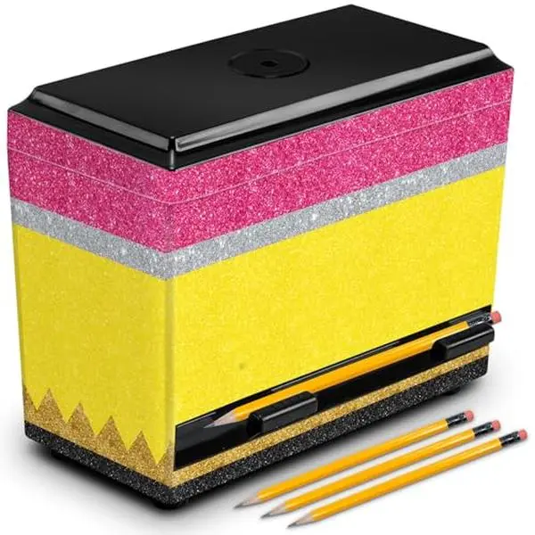 Back to School Teacher Gift Plastic Pencil Dispenser for Classroom, Composition Notebook Pattern Classroom Decor Pen Storage Box, Teacher Must Haves Pencil Holder with Lid, Welcome First Day of School End of Year Teacher Gift for Pre K to Middle School