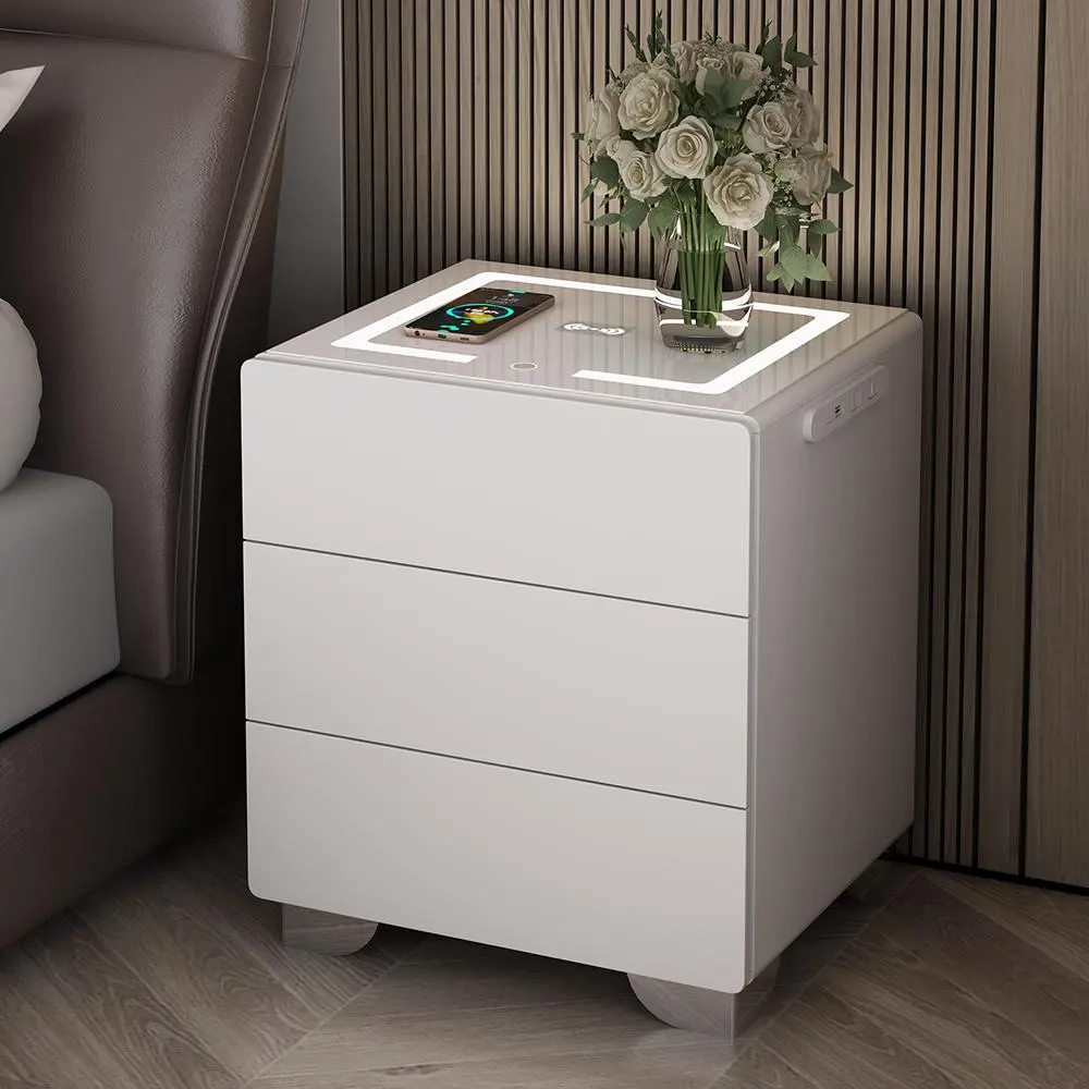 Modern Minimalist Nightstand - Light Luxury Bedroom Storage Cabinet, Sturdy Versatile Drawer Bedside Table for Home Bedroom Elevation