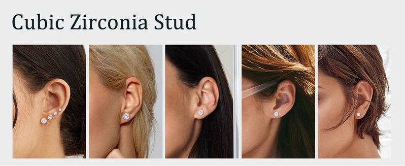 Turandoss Solid 925 Sterling Silver Cubic Zirconia Stud Earrings Unisex with Butterfly Backs, Christmas Gifts